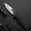 BOONEFORGE Berserker Premium EDC Flipper & Thumb hole knife( 3.07'' Satin 14C28N Blade & Black G10 Handle ) - BF072