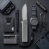 [PRE‑ORDER]BOONEFORGE Stalker Premium EDC Button lock & Flipper knife  ( 3.2" Bead Blasted M390  Blade & Grey TC4 Titanium Handle) - BF003