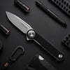 BOONEFORGE Ironjudge Premium EDC Flipper knife ( 3.39'' Bead Blasted 14C28N Blade & Black G10 Handle ) - BF905