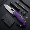 BOONEFORGE Warmark Premium EDC Manual thumb knife ( 3.33'' Bead Blasted 14C28N Blade & Purple G10 Handle) - BF009