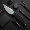 BOONEFORGE Ironstrider Premium EDC Fliper & Thumb Stud knife(3.81'' Bead Blasted 14C28N Blade & Black G10 Handle ) - BF013A
