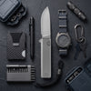 BOONEFORGE Stalker Premium EDC Button lock & Flipper knife  ( 3.2" Bead Blasted BÖHLER M390  Blade & Grey TC4 Titanium Handle) - BF003