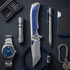 [PRE‑ORDER]BOONEFORGE Odin’s Eye Premium EDC Fliper & Thumb Stud knife ( 3.82'' Satin M390 Blade & Grey TC4 Titanium/Timascus Handle ) - BF053