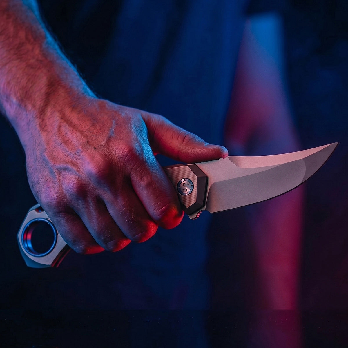 BOONEFORGE Stormwrath Premium EDC Flipper knife ( 3.49'' Bead Blasted M390 Blade & Grey TC4 Titanium Handle ) - BF071
