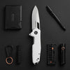 BOONEFORGE Berserker Premium EDC Flipper & Thumb hole knife( 3.07'' Satin 14C28N Blade & White G10 Handle ) - BF072