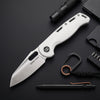 BOONEFORGE Warmark Premium EDC Manual thumb knife ( 3.33'' Satin 14C28N Blade & White G10 Handle) - BF009