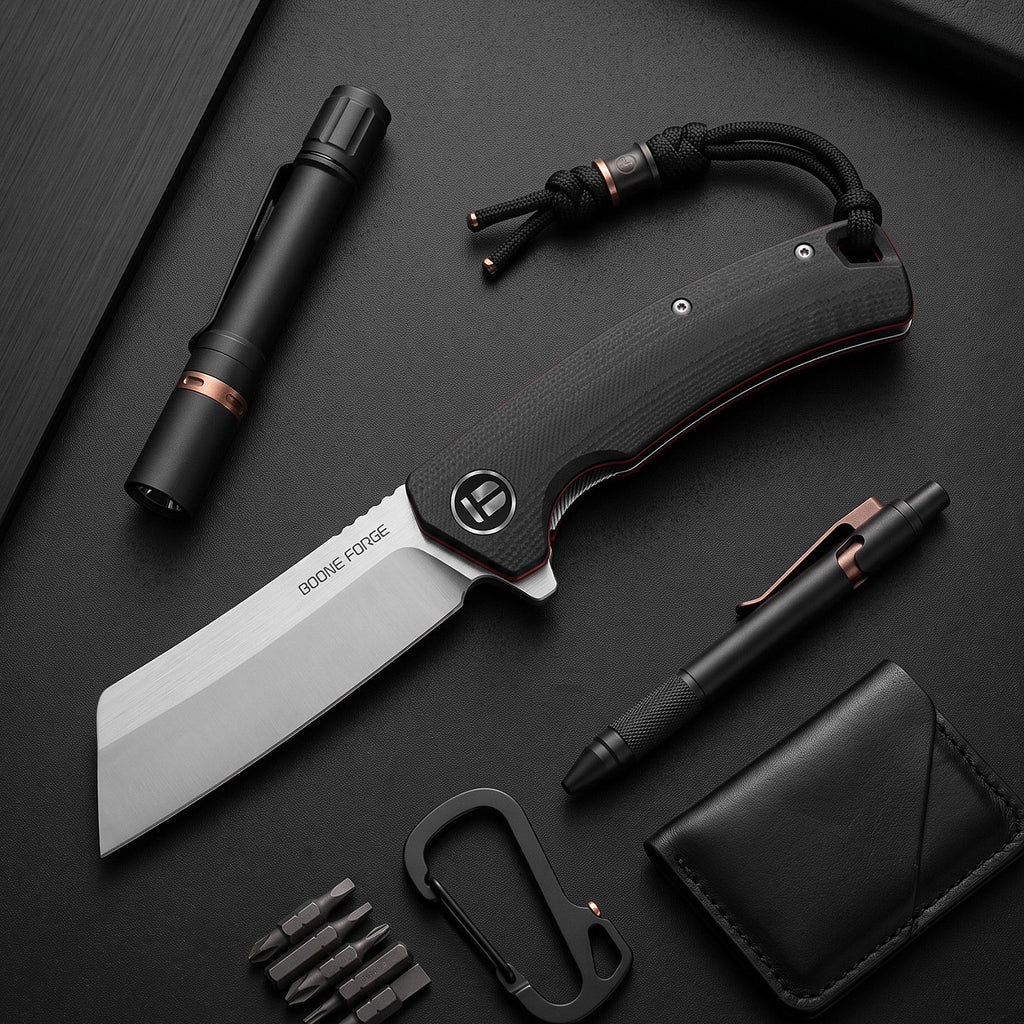 BOONEFORGE Breaker Premium EDC Flipper knife ( 3.34'' Satin 14C28N Blade & Black G10 Handle ) - BF903