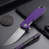 BOONEFORGE Steelwrath Premium EDC Flipper knife ( 3.23'' Satin 14C28N Blade & Purple G10 Handle) - BF010