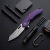 BOONEFORGE Sentinel Premium EDC Flipper & Thumb hole knife ( 3.34'' Satin 14C28N Blade & Purple G10 Handle ) - BF904