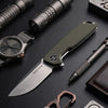 BOONEFORGE Steelwrath Premium EDC Flipper knife ( 3.23'' Satin 14C28N Blade & Army green G10 Handle) - BF010
