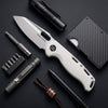 BOONEFORGE Warmark Premium EDC Manual thumb knife ( 3.33'' Bead Blasted 14C28N Blade & White G10 Handle) - BF009