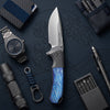 [PRE‑ORDER]BOONEFORGE Valkyrie Premium EDC Fliper & Thumb Stud knife ( 3.77'' Satin M390 Blade & Grey TC4 Titanium Handle ) - BF054