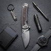 [PRE‑ORDER]BOONEFORGE Thunderstrike Premium EDC Fliper & Thumb Stud knife( 3.75'' Bead Blasted M390 Blade & Grey TC4 Titanium Handle ) - BF052