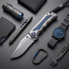 [PRE‑ORDER]BOONEFORGE Deepwalker Premium EDC Thumb Stud knife ( 3.74'' Stonewash M390 Blade & Grey TC4 Titanium Handle ) - BF051