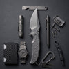 BOONEFORGE Frostspine Premium EDC Fliper & Thumb Stud knife(4.06'' Bead Blasted BÖHLER M390  Blade & Grey TC4 Titanium Handle ) - BF013