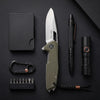 BOONEFORGE Berserker Premium EDC Flipper & Thumb hole knife( 3.07'' Satin 14C28N Blade & Army green G10 Handle ) - BF072