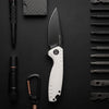 BOONEFORGE Nightvein Premium EDC Flipper knife (3.39'' Black Titanium Plated 14C28N Blade & White G10 Handle) - BF011