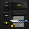 BOONEFORGE Odin’s Eye Premium EDC Fliper & Thumb Stud knife ( 3.82'' Satin BÖHLER M390 Blade & Grey TC4 Titanium/Timascus Handle ) - BF053