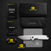 BOONEFORGE Steelwrath Premium EDC Flipper knife ( 3.23'' Satin 14C28N Blade & White G10 Handle) - BF010