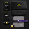 BOONEFORGE Ironjudge Premium EDC Flipper knife ( 3.39'' Black Titanium Plated 14C28N Blade & Purple G10 Handle ) - BF905