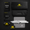 BOONEFORGE Blackshield Premium EDCFliper & Thumb Stud knife ( 3.94'' Satin 14C28N Blade & White G10 Handle ) - BF014A