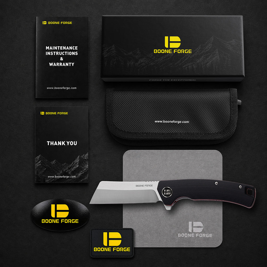 BOONEFORGE Breaker Premium EDC Flipper knife ( 3.34'' Satin 14C28N Blade & Black G10 Handle ) - BF903