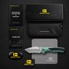 [PRE‑ORDER]BOONEFORGE Bloodfang Premium EDC Thumb stud knife ( 3.41" Bead Blasted M390 Blade & Mint green TC4 Titanium/Carbon Fiber Handle) - BF007