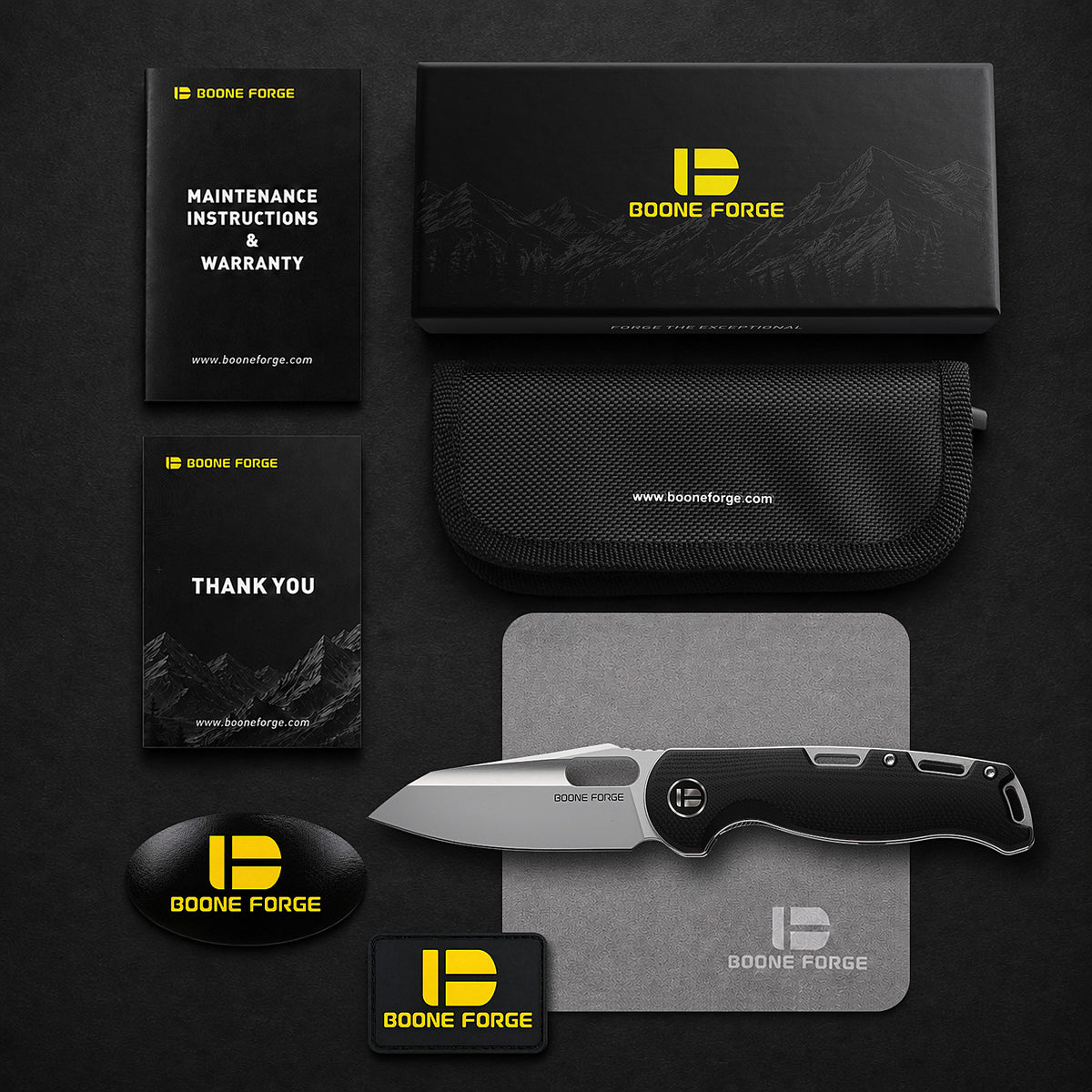 BOONEFORGE Warmark Premium EDC Manual thumb knife ( 3.33'' Bead Blasted 14C28N Blade & Black G10 Handle) - BF009