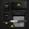 BOONEFORGE Sentinel Premium EDC Flipper & Thumb hole knife ( 3.34'' Satin 14C28N Blade & Army green G10 Handle ) - BF904