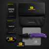 BOONEFORGE Ironstrider Premium EDC Fliper & Thumb Stud knife(3.81'' Black Titanium Plated 14C28N Blade & Purple G10 Handle ) - BF013A
