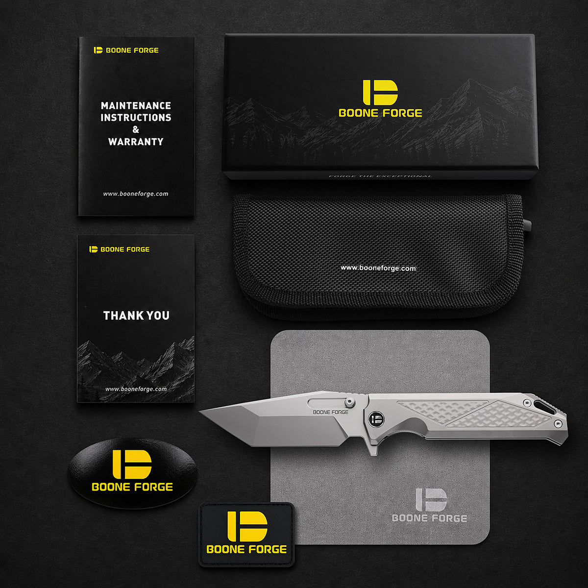 [PRE‑ORDER]BOONEFORGE Razorclaw Premium EDC Fliper & Thumb Stud knife(4.14'' Bead Blasted M390  Blade & Grey TC4 Titanium ) - BF014