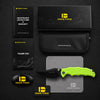 BOONEFORGE Ironstrider Premium EDC Fliper & Thumb Stud knife(3.81'' Black Titanium Plated 14C28N Blade & Fluorescent green G10 Handle ) - BF013A